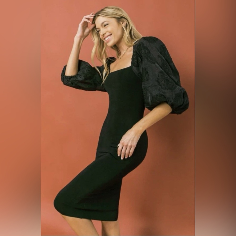NWT Jealous Tomato Puff Sleeve Bodycon Dress size medium - Picture 3 of 6